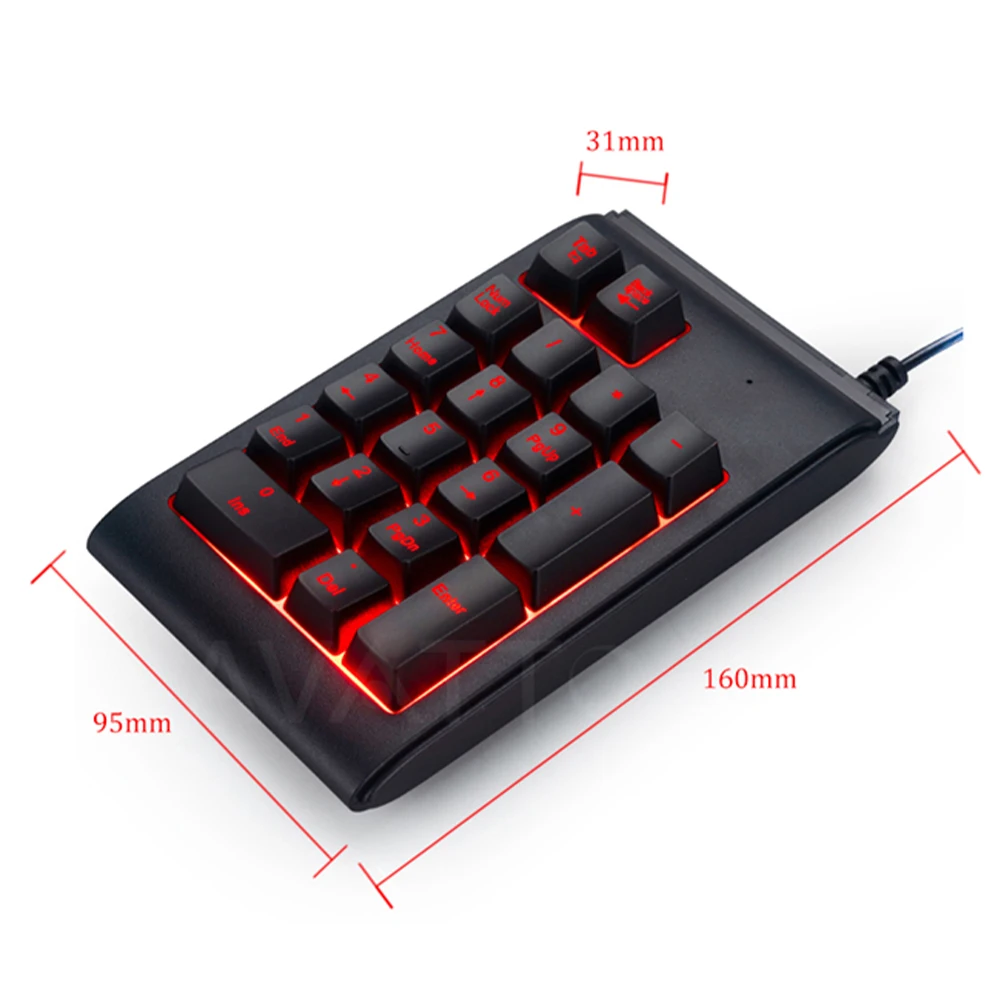 

USB Mini Numeric Keyboard Wired RGB Backlit Three Light Colors Multifunctional Digital Keys Keyboard for Laptop Computer