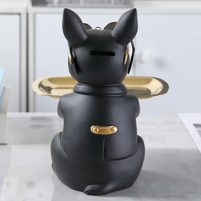 

Resin Cool Bulldog Statue Coin Bank Figurine Home Decoration Modern Art Storage Statue Table Living Room Decor Accessories