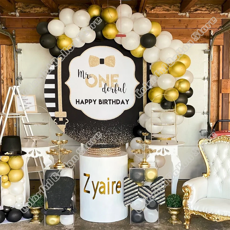 

90pcs White Gold Wedding Birthday Party Background Baby Shower Anniversary Holiday Dinner Black Balloon Arch Garland Decoration