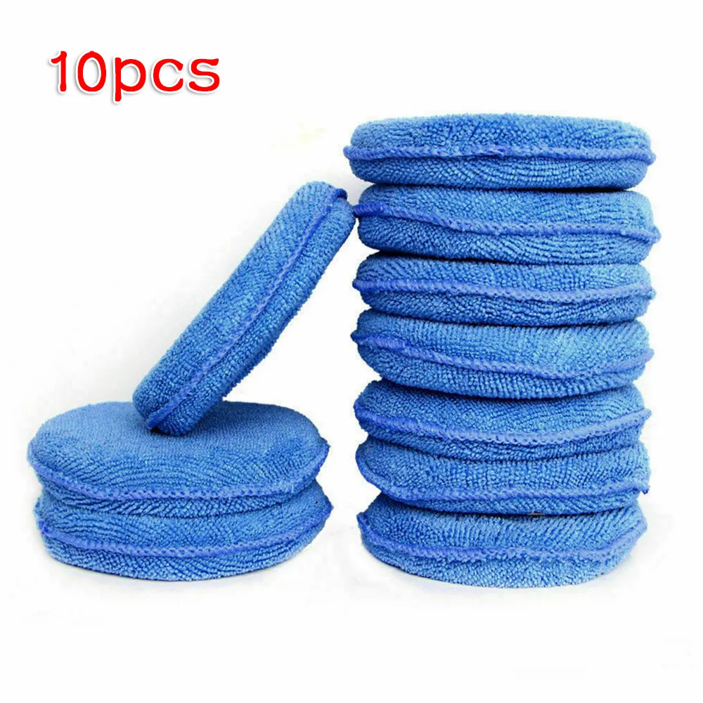 

Car Blue Sponges Cleaning Decor Foam Pads Polish Waxing 10pcs 5-Inch New