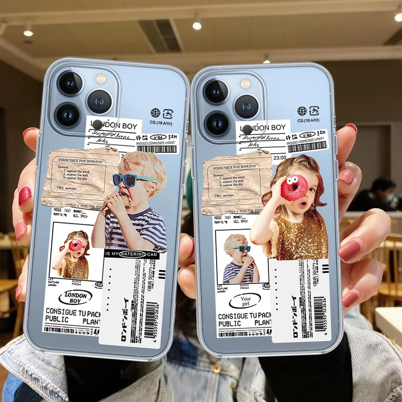 

Cute funny Donut Couples Label Phone Case For iPhone 12 12 Pro Max 7 8 Plus SE2020 11 13 Pro XS MAX XR Clear soft silicone Cover