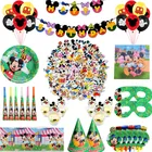 Миска Микки Маус из Диснея, одноразовая посуда с зеленой мультяшной тематикой, чашка для детского дня рождения, праздничные украшения для будущей мамы