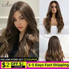 EASIHAIR, длинные, коричневые, Омбре синтетические парики для женщин, натуральные волосы, волнистые парики, средняя часть, женский парик, косплей, термостойкие парики