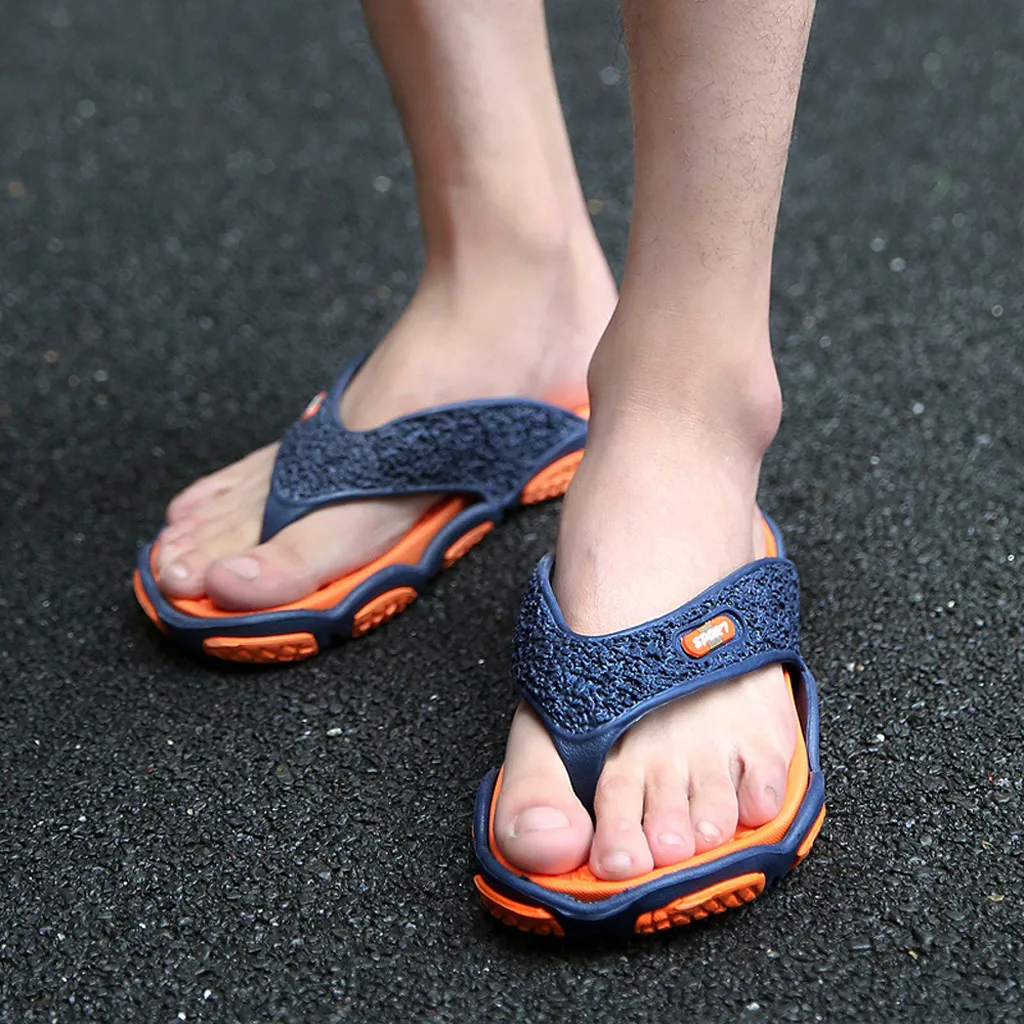 SAGACE мужские тапки из кожи ПУ Модные Вьетнамки Пляжные повседневные удобная обувь