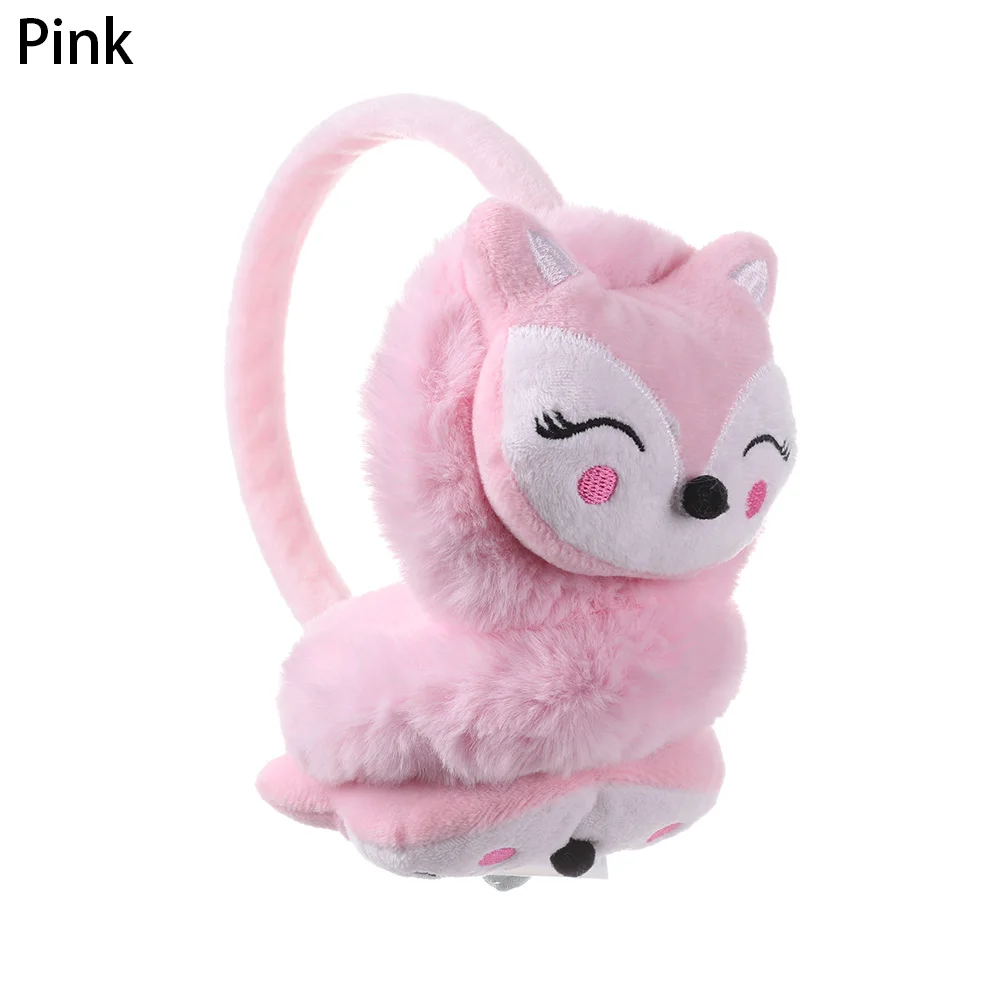 Fox-pink Зимние наушники для ушей, теплые милые Детские утепленные плюшевые наушники с единорогом, новинка, высокое качество, покрытие для ушей, теплые аксессуары, подарки для детей - Цвет: Fox-pink