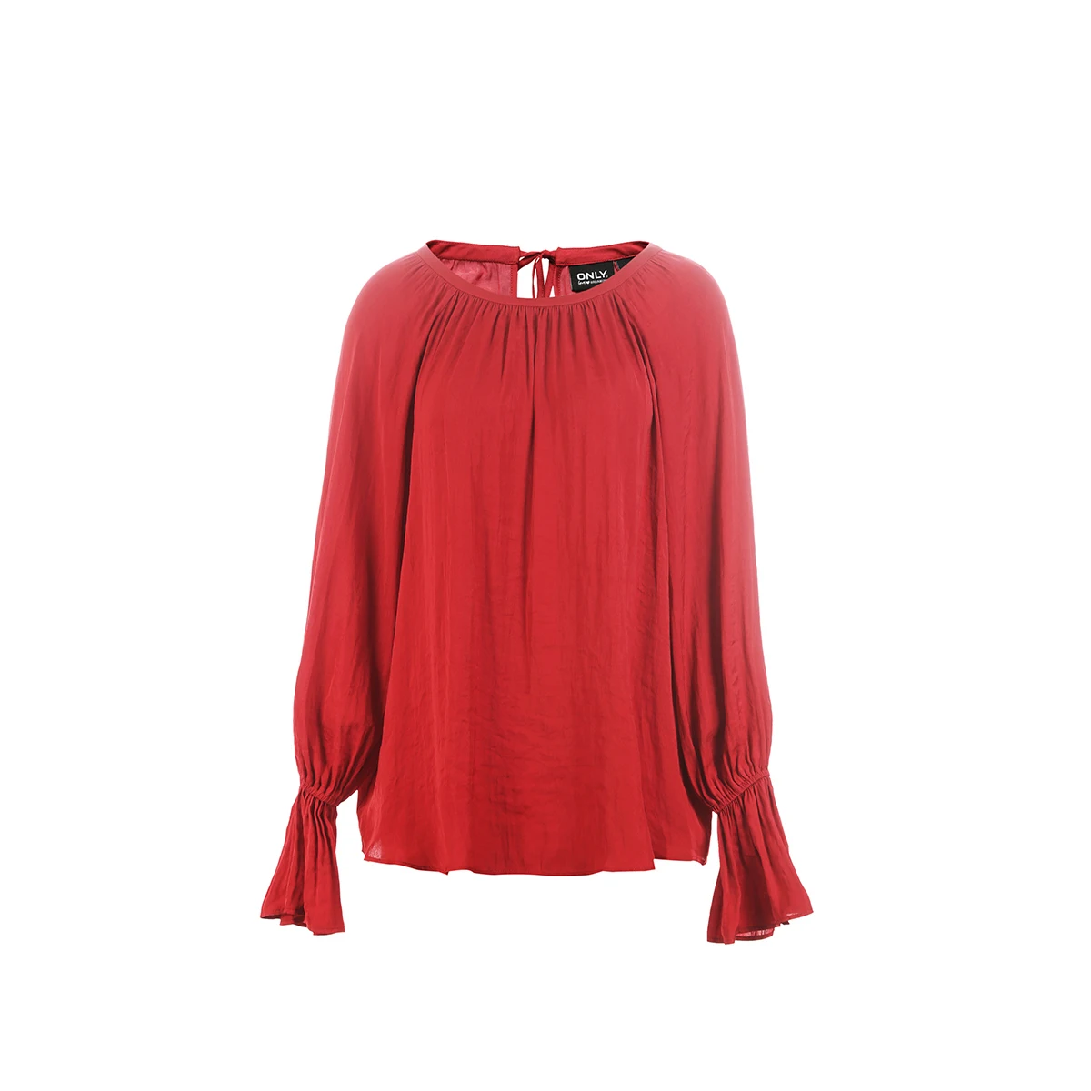 ONLY весенний свободный вырез со шнуровкой шифоновая рубашка с длинным рукавом |