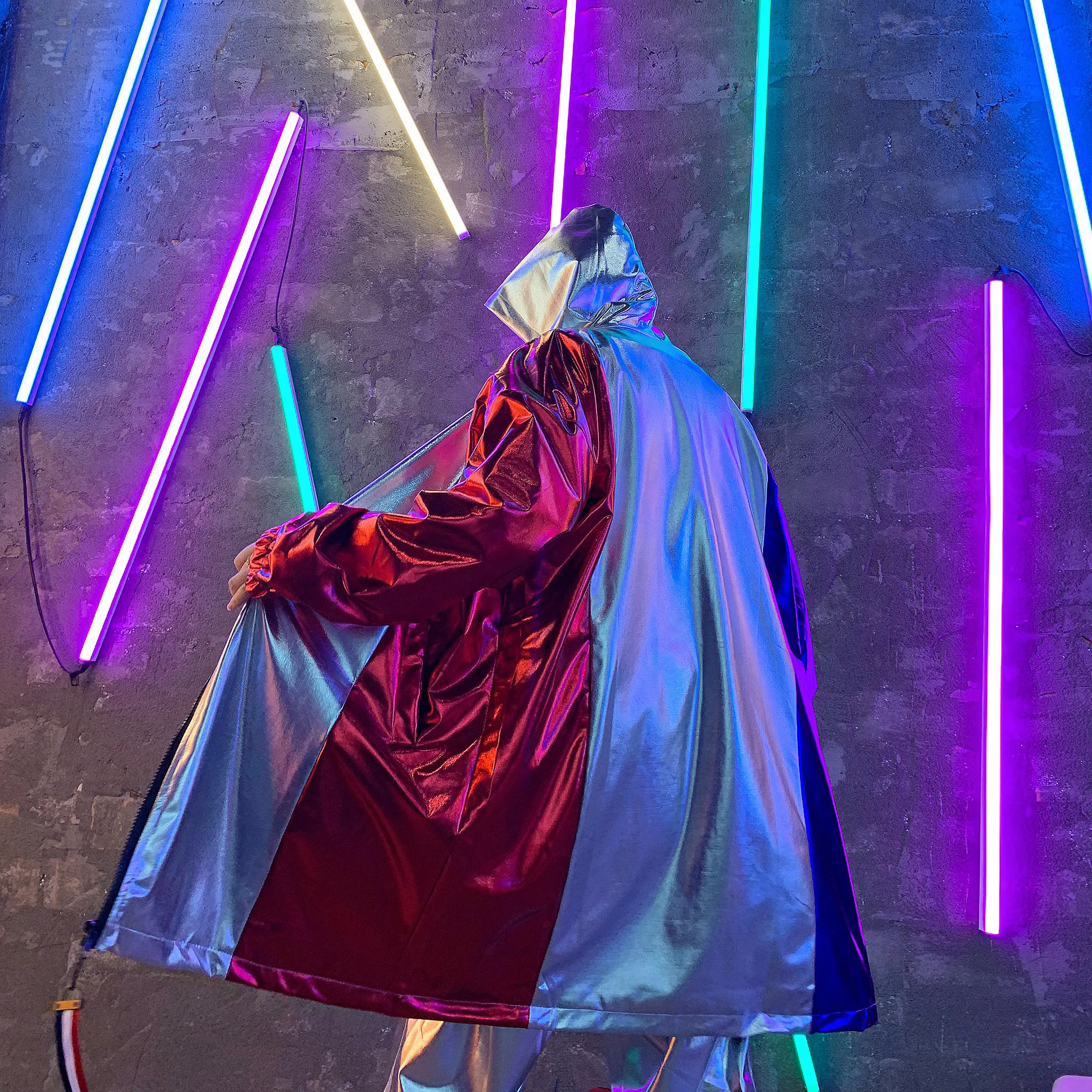 Мужская блестящая Свободная Повседневная Длинная Куртка Тренч Уличная одежда в