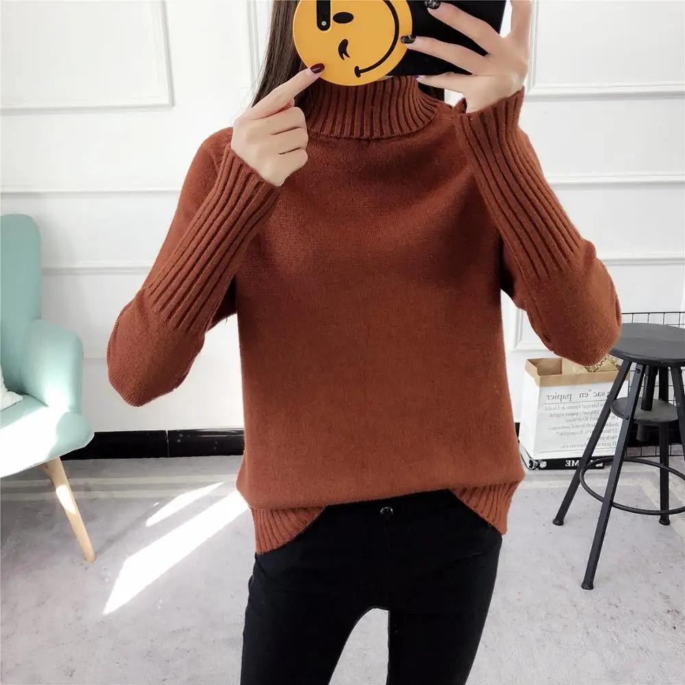 Sweater Women Turtleneck Solid Color Loose Europes Wind Female long-sleeve Thick Hot Sell Womens Sweaters Vestidos LXJ677 | Женская