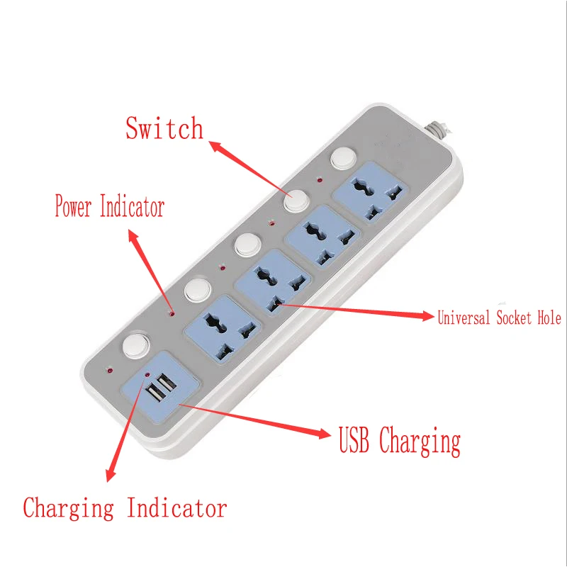 Smart 2 круглый контактный ЕС розетка независимый переключатель Мощность полосы с