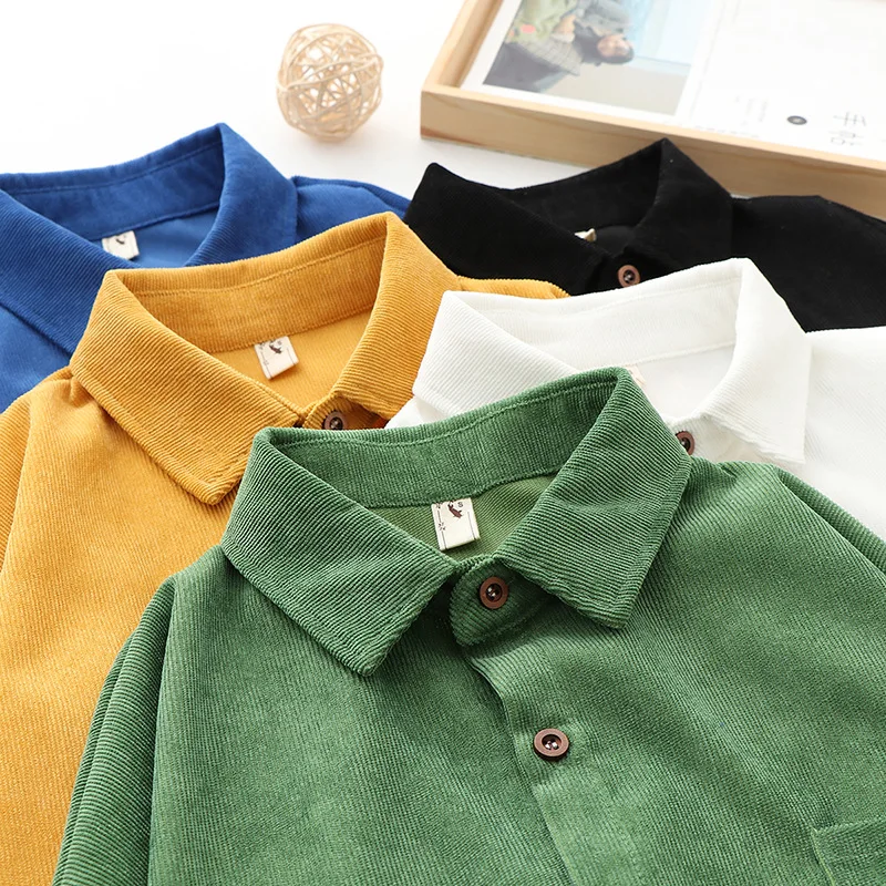 

2020 Spring Harajuku Corduroy Blouse Shirts Women Casual Chic Solid Color Long Sleeve Blusas Student All Match Basic Loose Tops