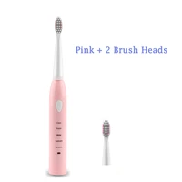 rechargerable adult acoustic wave soft bristles ultrasonic electric toothbrush with 2 brush heads