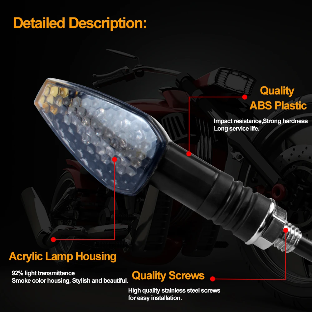 2 шт. светодиодный светильник Сигналы поворота для мотоцикла с 10 мм Универсальный