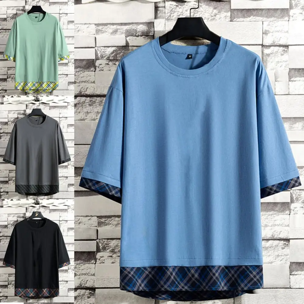 

Simple Bottoming Shirt Round Neck All Match Lightweight Men Summer Short Sleeve T-shirt for Office Short Sleeve