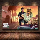 картина картины для интерьера постеры на стену Klassistant Grand Theft Auto V Game настенный постер GTA 5, Картина на холсте, печать на холсте, Stue Soverom Hjemmeinnredning Veggmaleri quadros