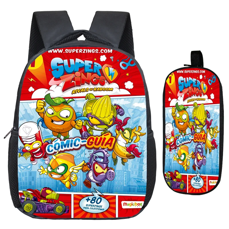 

Cartoon Child Super Zings Kindergarten Backpack 2pcs Set Kids Superzings School Bag Bookbag Children Gift(Rucksack Pen Bag)