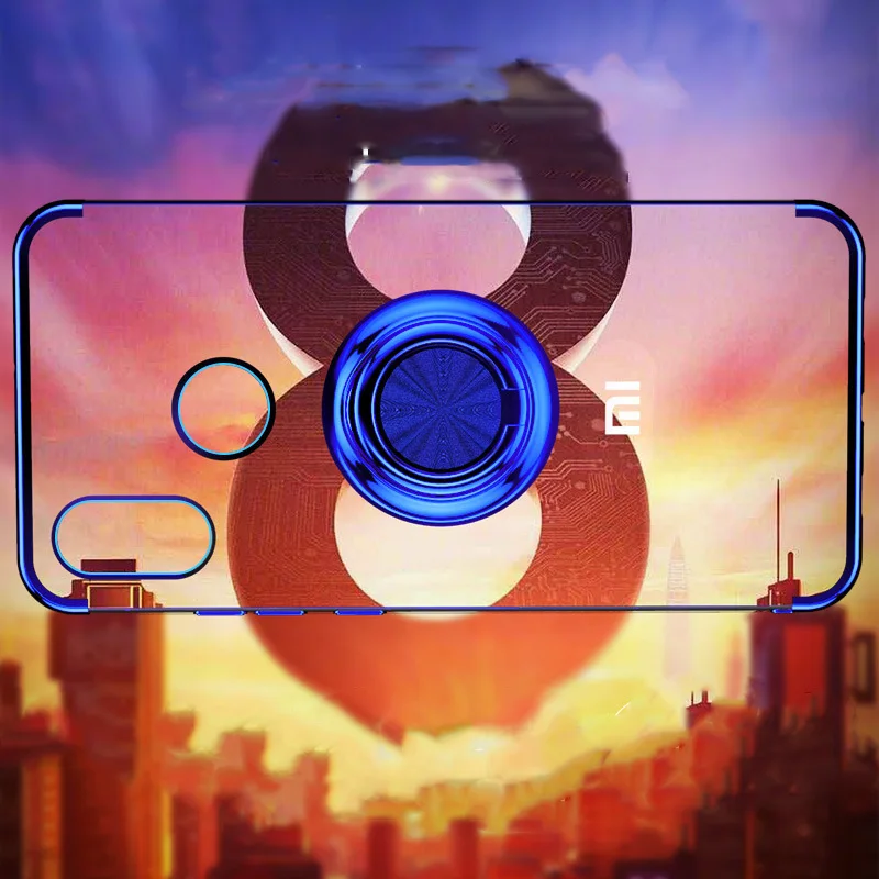 Для Xiaomi mi 9T 9 8 Lite 8 SE mi x 2S 6X A2 Red mi K20 Note 8 7 Pro 6 Чехол с гальваническим покрытием невидимое крепление в виде кольца на палец держатель
