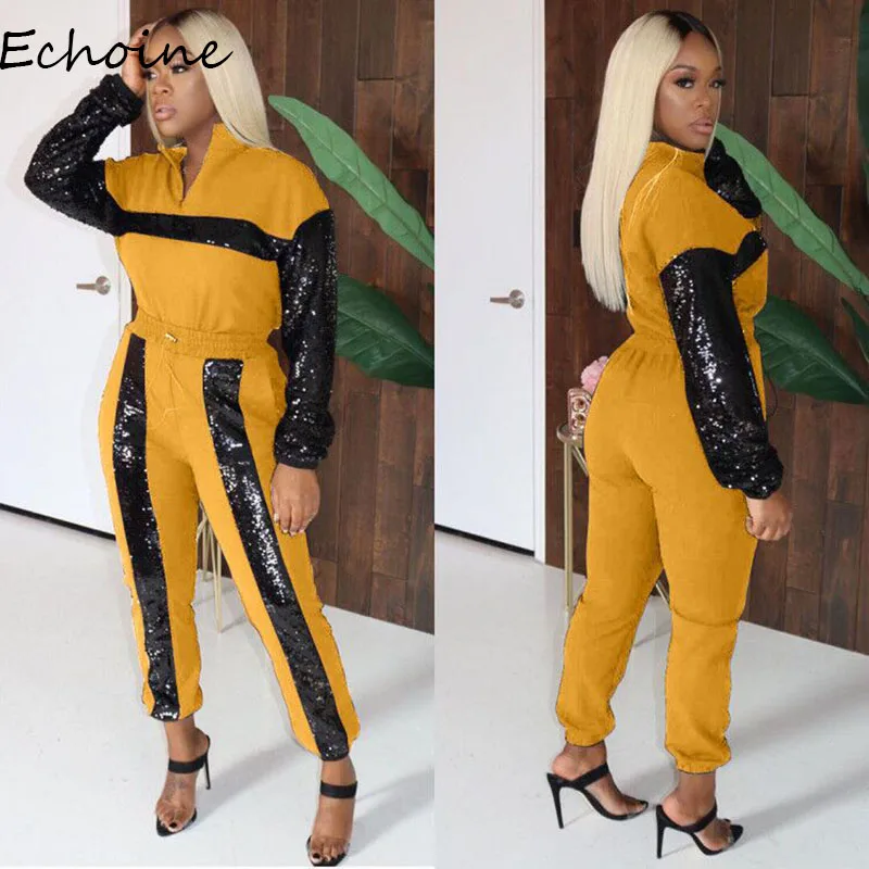 Женский комплект из 2 предметов с блестками цветной свитер в стиле пэчворк и