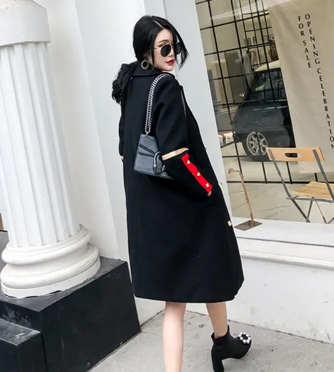 2020 зимнее двубортное шерстяное пальто в стиле милитари женское модное