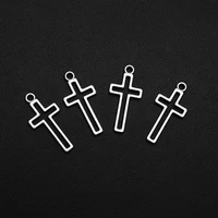 70pcslots 11x23mm antique silver plated hollow cross charms alloy metal jesus pendants for diy jewelry making findings crafts