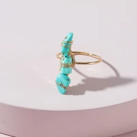 summer women unique natural blue three stone ring new fashion vintage stone ring size 8