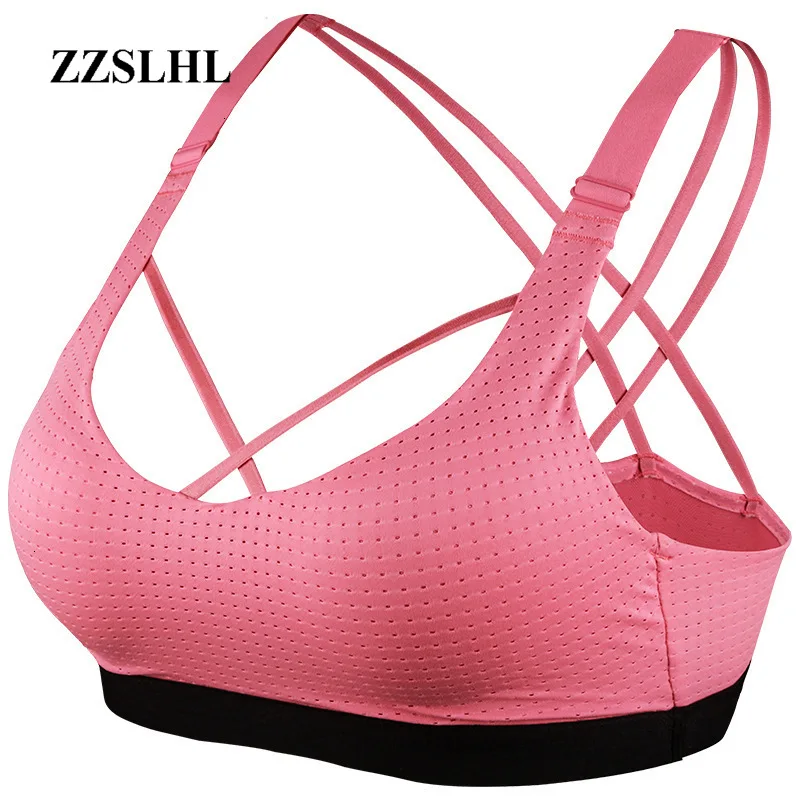

Sexy Women Breathable Yoga Vest Bras Mesh Shockproof Athletic Gym Top Female sports Running Seamless Fitness Sport Bra Underwear