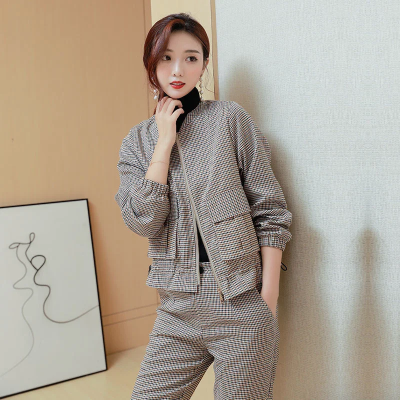 

Женский костюм из двух предметов, Свободный Топ с эластичным поясом и брюки-молотки в Корейском стиле, весна-осень 2021