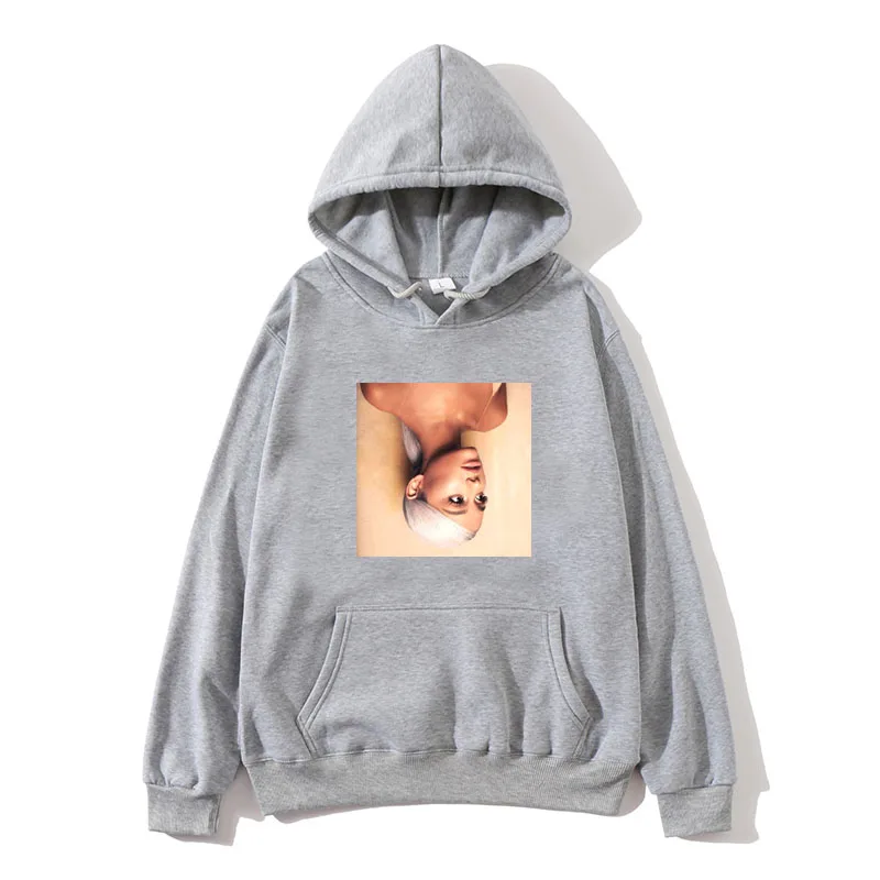 light grey FADUN, толстовка с капюшоном, Kawaii Ariana Grande Gedrukt, толстовка Lange Mouw Vrouwen/Mannen, хит, Kpop Plus - Цвет: light grey