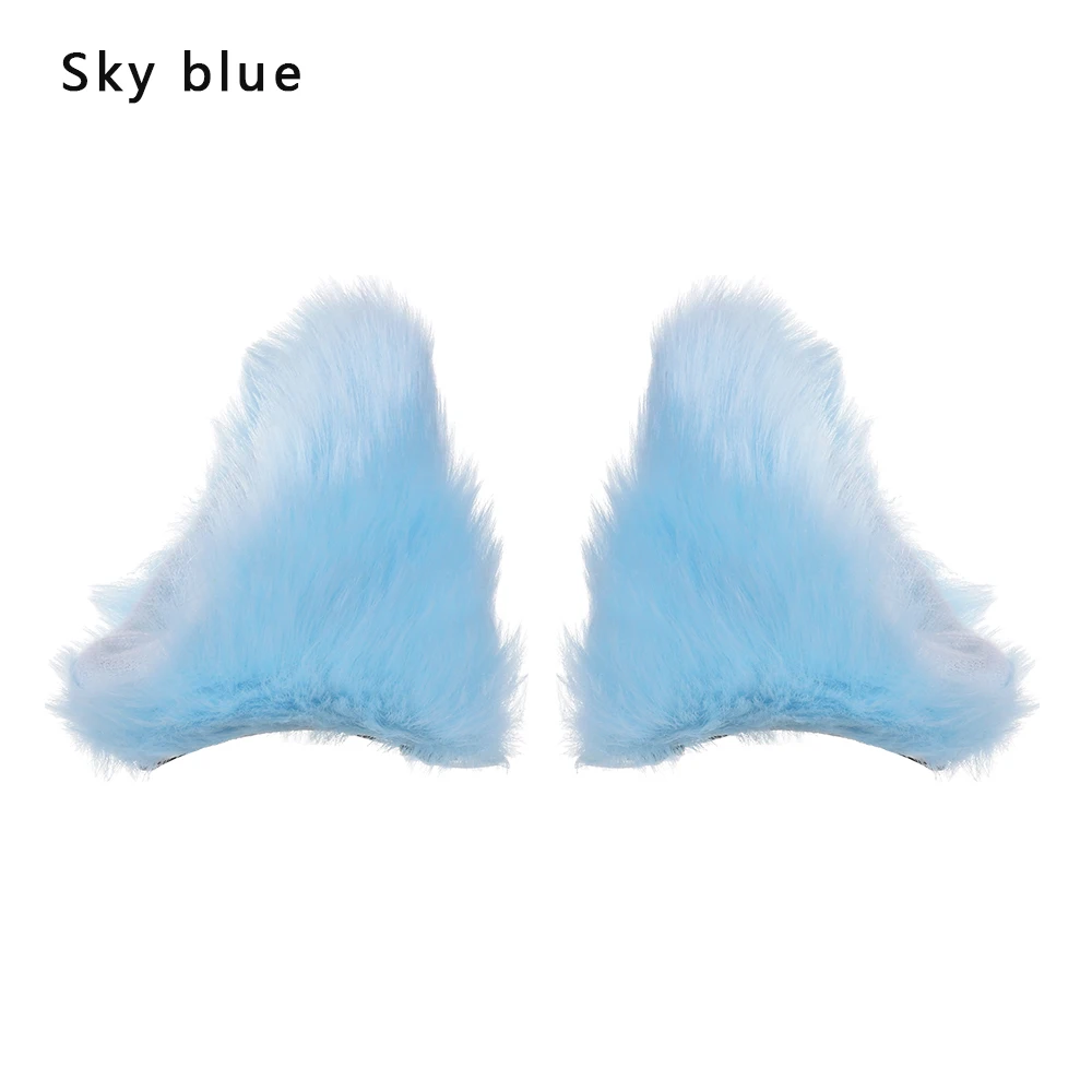 1-sky blue 1 пара, косплей, вечерние, плюшевые, с кошачьими ушками, на клипсах, длинные меховые уши, костюм, заколка для волос, на Хэллоуин, вечерние, Мультяшные заколки для волос - Цвет: 1-sky blue