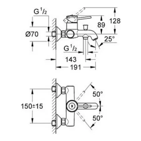 Bathtub Faucets Grohe 793425 Home Improvement Fixture Bathroom crane cranes shower mixer Faucet BauClassik set (124404) For |