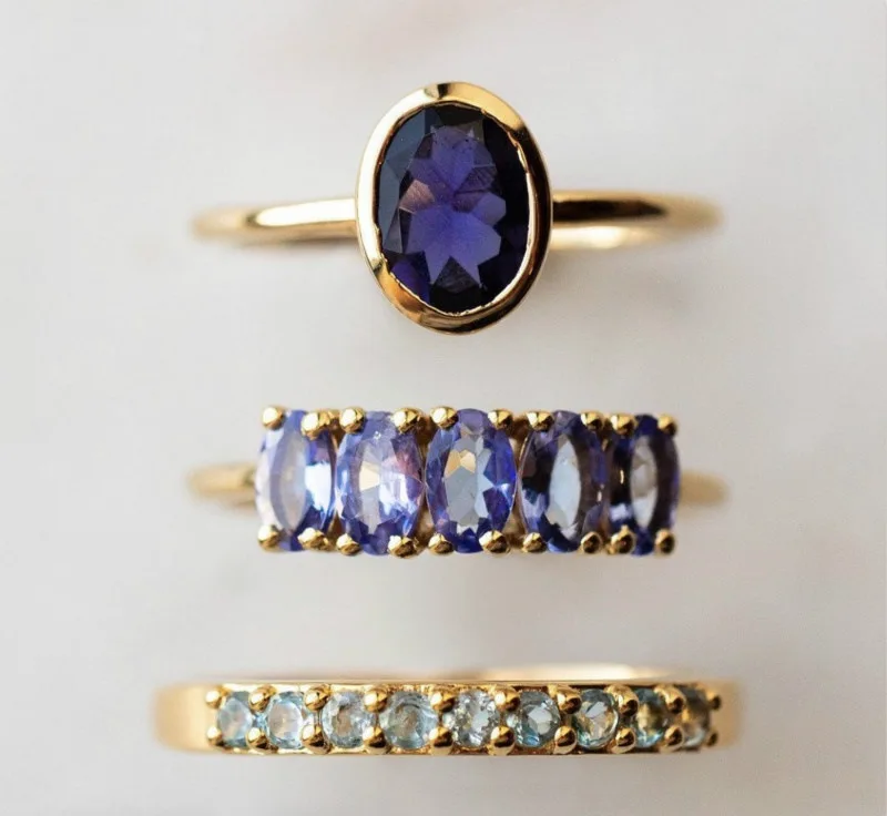 

Charm Female Purple Zircon Stone Ring Set Classic Gold Color Engagement Ring Vintage Oval Crystal Wedding Rings For Women