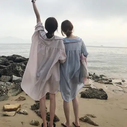 Хит 2020 весенние офисные женские блузки в полоску с принтом Длинные рубашки блузы