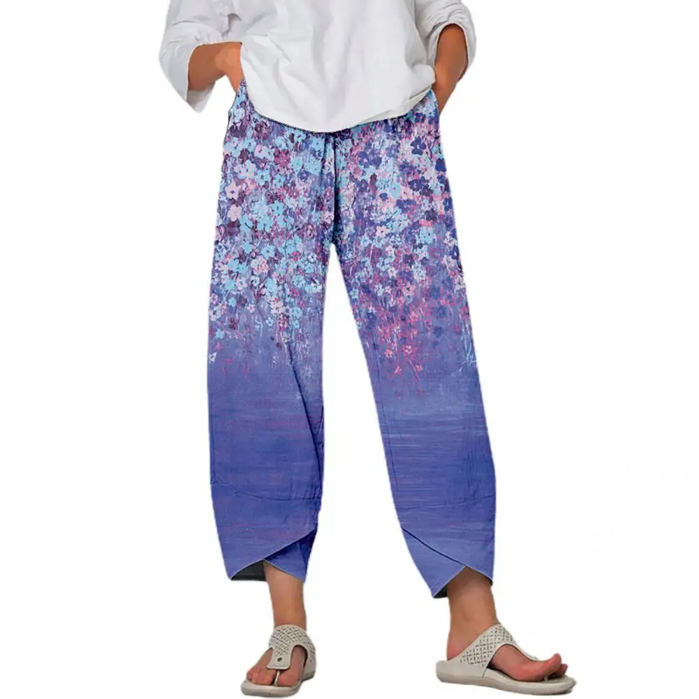 Women Fashion Elastic Waist Wide Leg Harem Pants Skin-friendly Harem Pants Wide Leg Streetwear