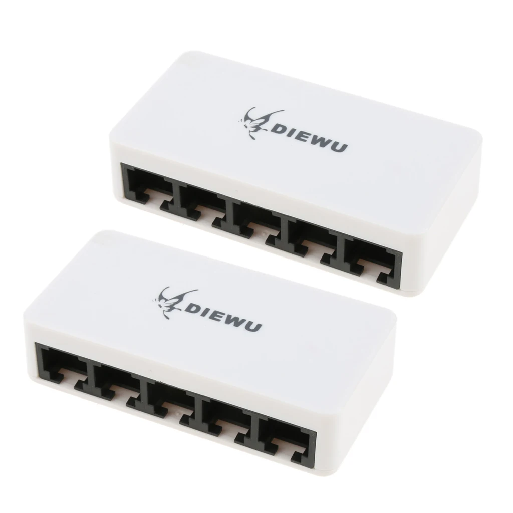 2 шт. 10/100 м 5 портов Блок питания Micro USB Fast Ethernet RJ45 сетевой коммутатор для ПК
