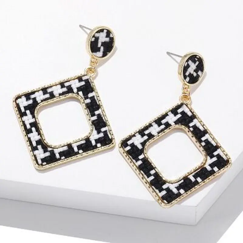 Cpop геометрические серьги-гвоздики из ткани для женщин в стиле гусиная лапка на