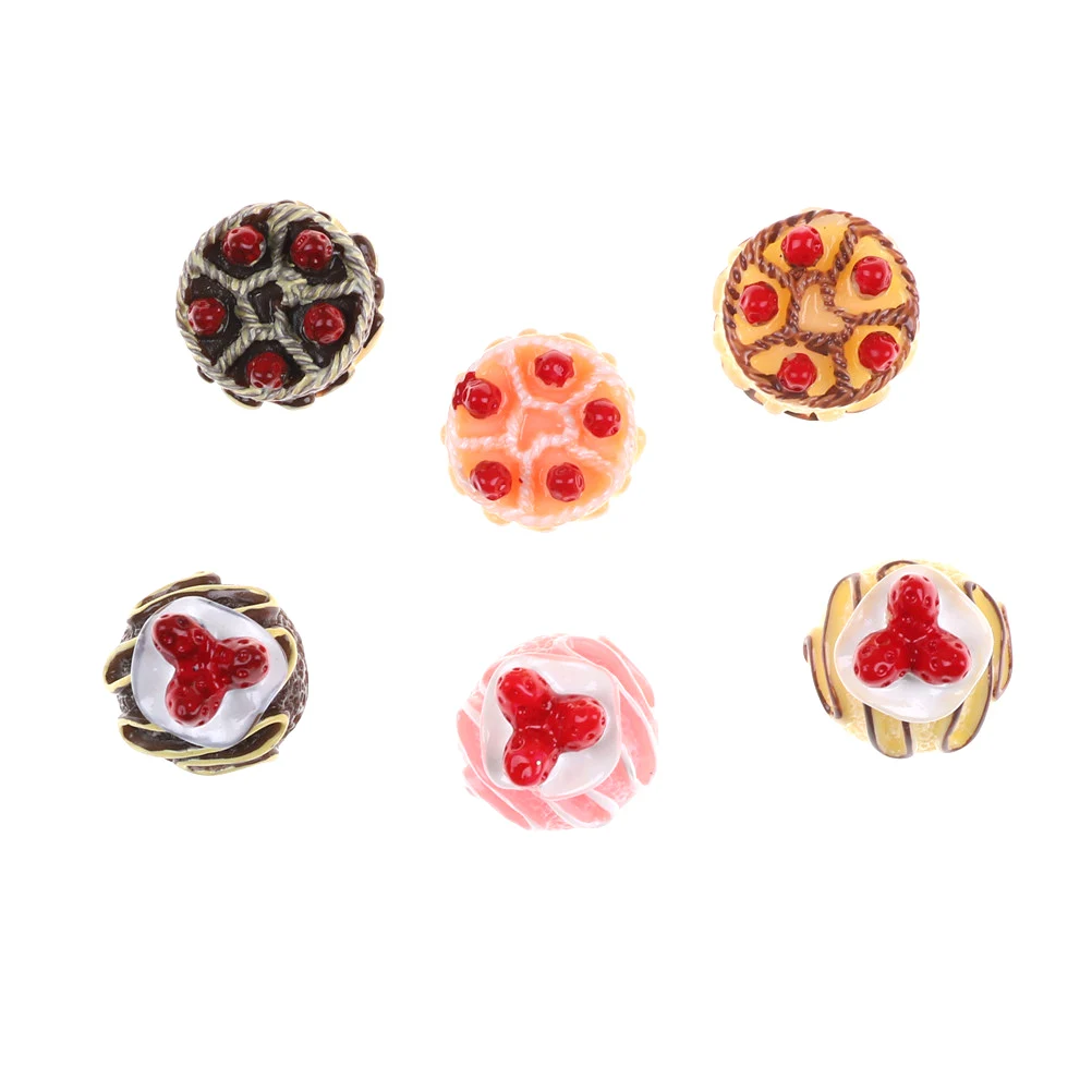 

5pcs/set Simulation Mini Resin Cake Model Dollhouse Miniature Food Scene Model DIY Doll House Accessories Kitchen Toys