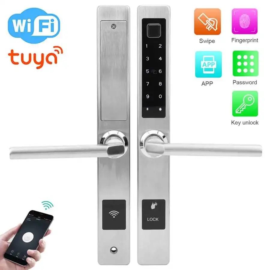 Дверной смарт замок с поддержкой Wi Fi и сканером отпечатков пальцев|Дверные замки|