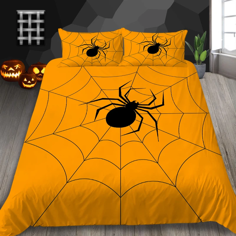

3D Bedding Set Luxury Spider Duvet Cover Comforter Covers Pumpkin Lantern Printed Room Decoration