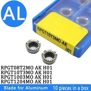 RPGT08T2 RPGT1003 RPGT10T3 RPGT1204MO AK H01 Алюминиевый фрезерный нож Вставка Режущий инструмент Токарный инструмент Инструменты с ЧПУ AL + TIN Сплав дерева