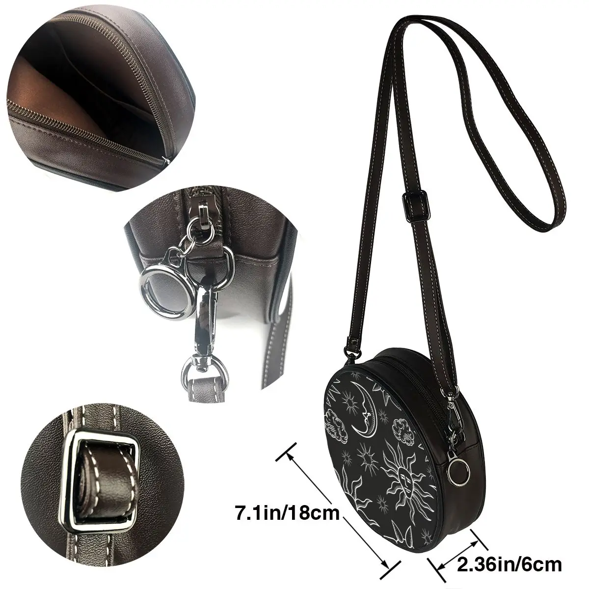 

2021 OLN Summer Women's Fashion Small round Bag Sun And Moon Shoulder Bag Messenger Crossbody Bag Phone Coin Purse