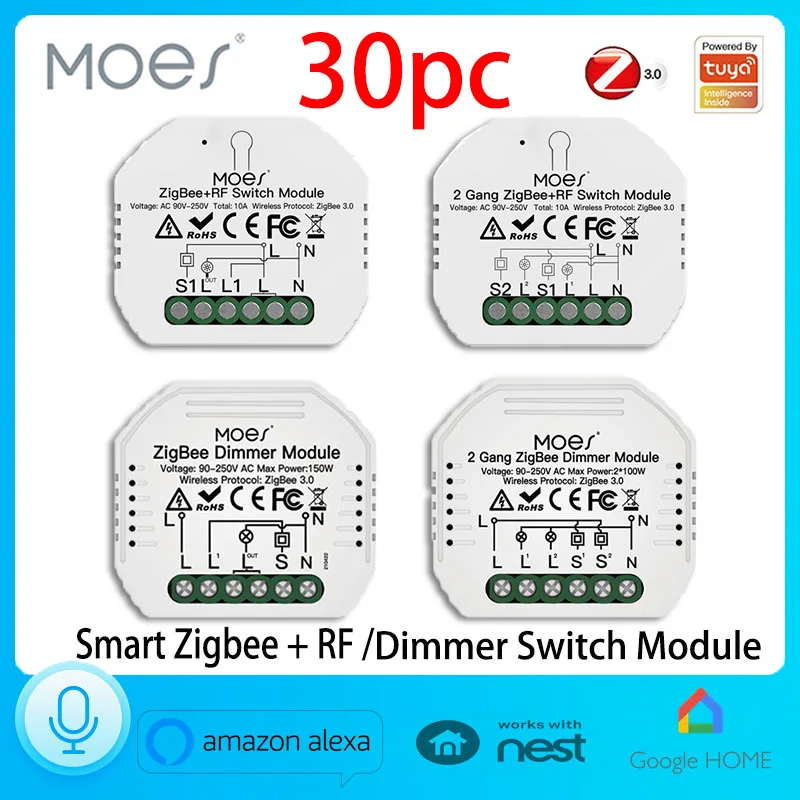 

Умный мини-переключатель Zigbee, модуль Moes, умный выключатель Zigbee, переключатель Us, Alexa, беспроводной пульт дистанционного управления
