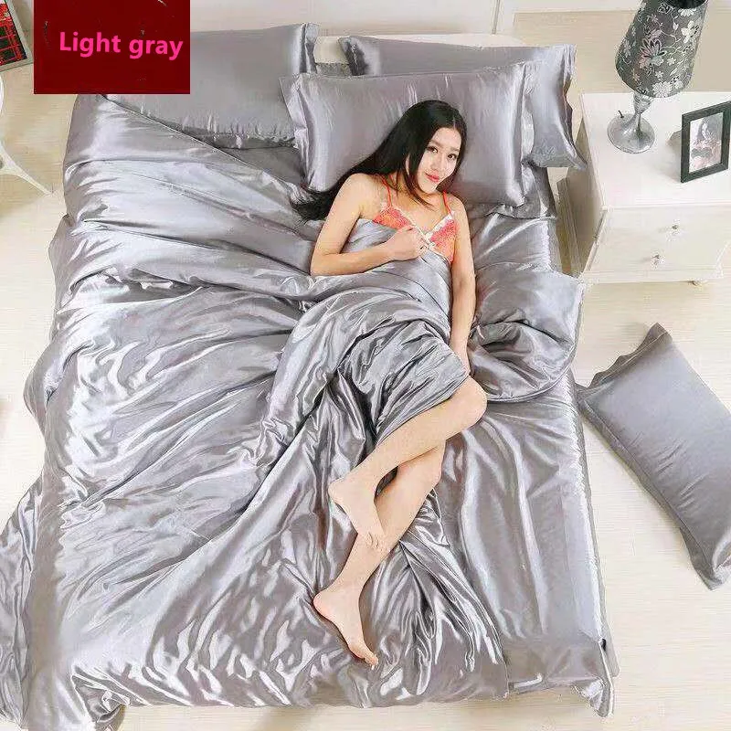 2019 New multi-color ice silk 4 piece set bedding high quality satin soft comfortable bed sets | Дом и сад