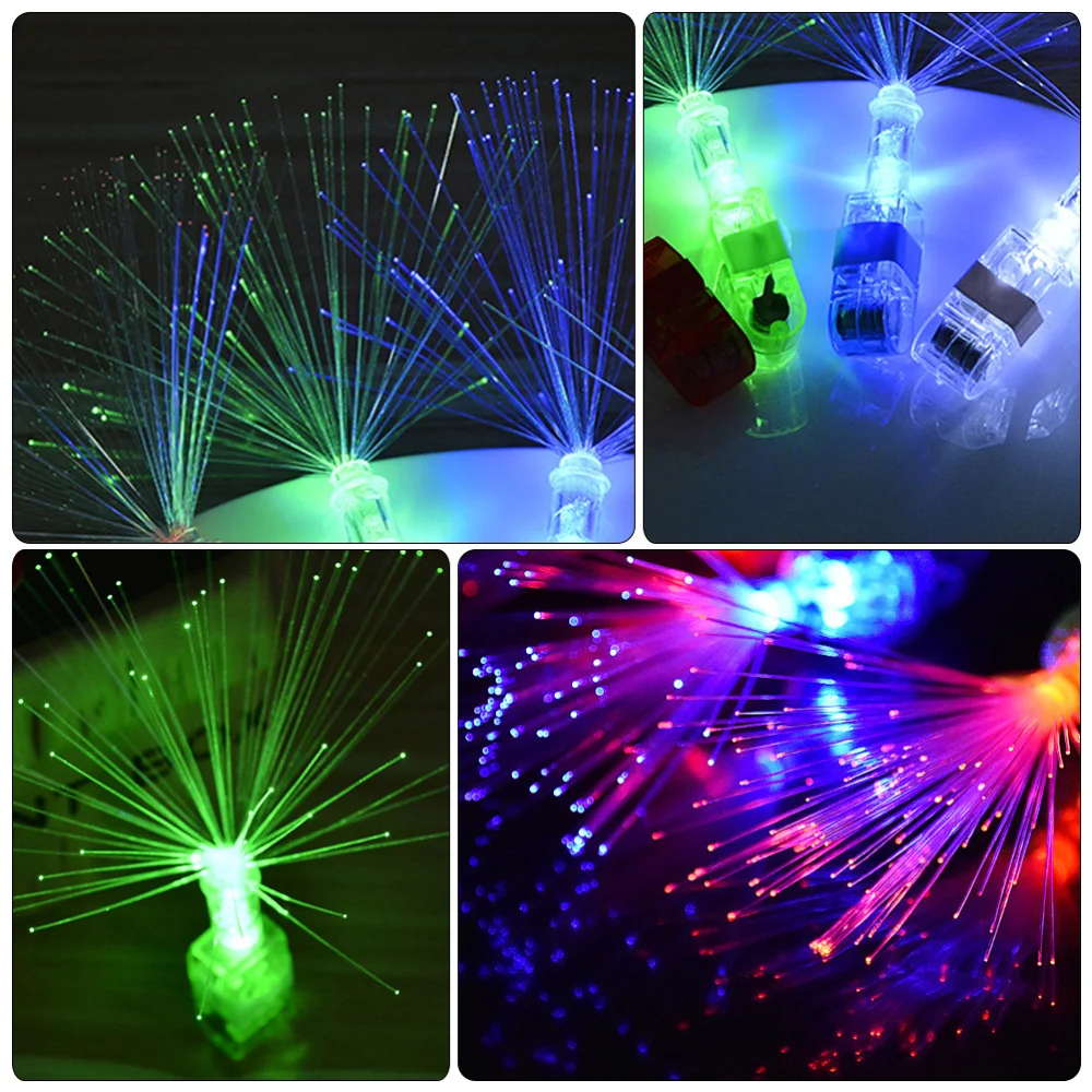 

12Pcs Optical Fiber Finger Light Creative LED Flashing Light (Mixed Color)