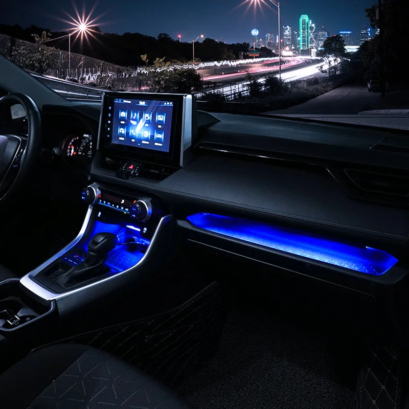 Car LED Door Bowl Armrest Atmosphere Light Interior Lights Decoration Door Bowl Handle Frame Light for Toyota RAV4 2019 2020