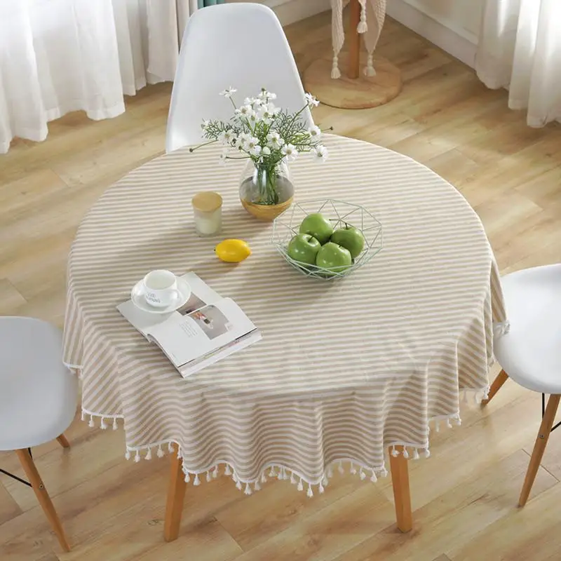 

5Striped Table Cloth Round Tablecloth Nappe Table Cover Party Wedding Table Cloth for Home Table Decoration Mantel Home Textile