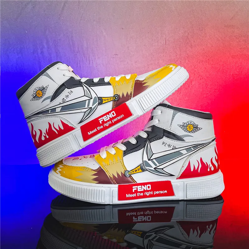 

Men Sneakers Anime Shoes Zapatillas Hombre Leather High Top Rubber Outdoor Kakashi Casual Flats Namikaze Minato Tenis Masculino