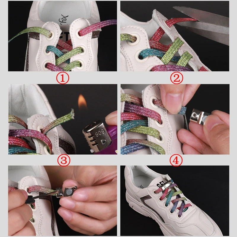 Elastic Shoelaces Buckle No Tie Shoelace Kinds of Shoes Lazy Laces Magnetic Metal Suitable for All 1 Second Fast Lacing Unisex