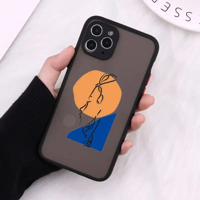 

Art Retro Abstract Geometry Phone Case Matte For iPhone 12 Mini 11 Pro XR XS Max 7 8 Plus X Hard PC Back Cover