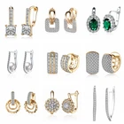 Серьги-кольца женские Геометрические, золотые кольца Фианит, 23 разных стиля