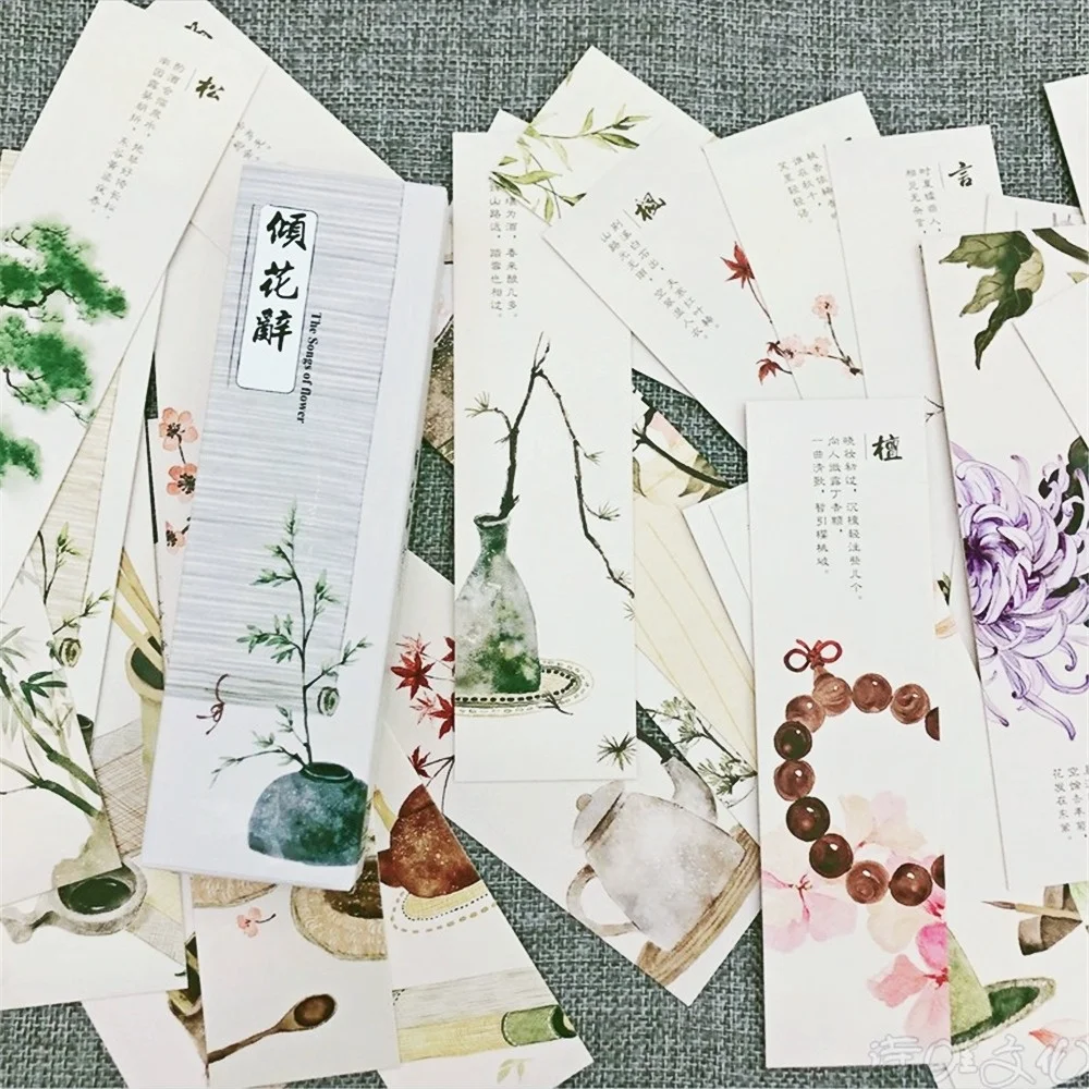 

30pcs Creative Chinese Style Paper Bookmarks Vintage Bookmarks for Books Stationery Teacher Gift School Office Supplies