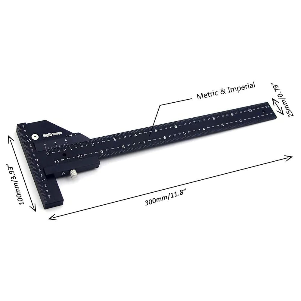 

T Type Multifunction Woodworking Scriber Gauge Aluminum Carpenter Measuring Marking Framing Ruler Tool for Carpentry DIY Tools